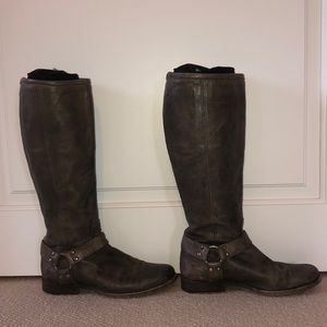 Frye Phillip Harness Boot, Gray/Brown, Size 9